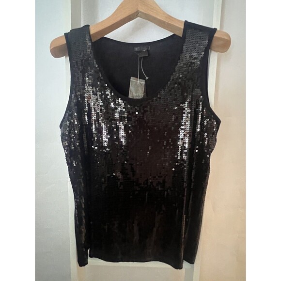 Dressy Tank Top Black Sequins Womens XL NEW Weddings Dates Nue Options SNCS2542B - Picture 1 of 14